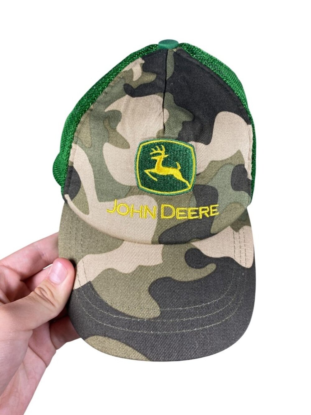John Deere Camo Mesh Trucker Hat Kids 4T/5T Green Adjustable Snapback Cap